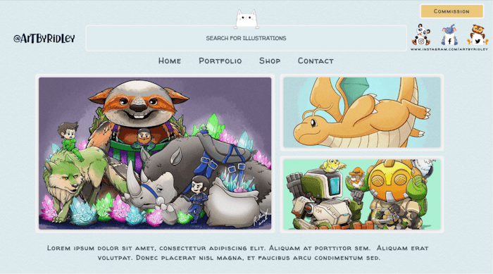 design snapshot of the header section
