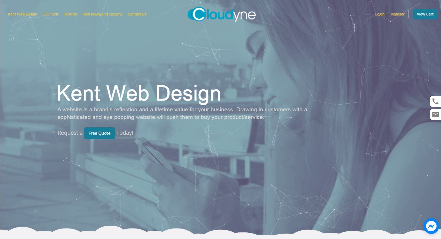 A snapshot of the landing section of the website