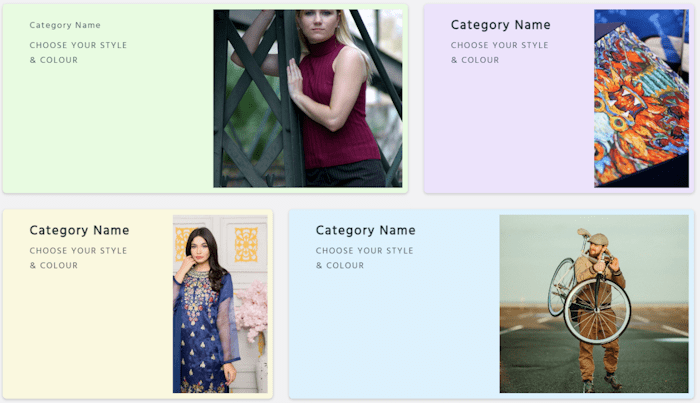 design snapshot of the categories section