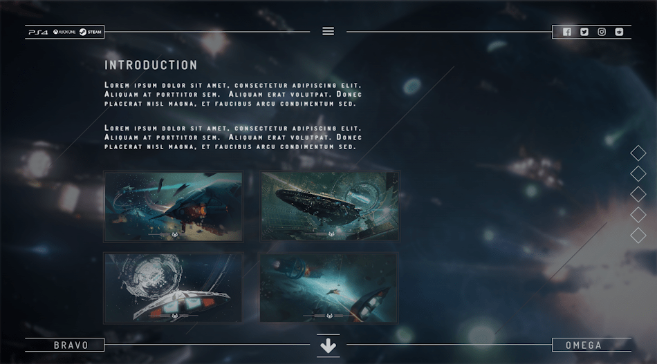 design snapshot of the game introduction section