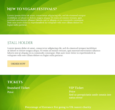 design snapshot of the info section