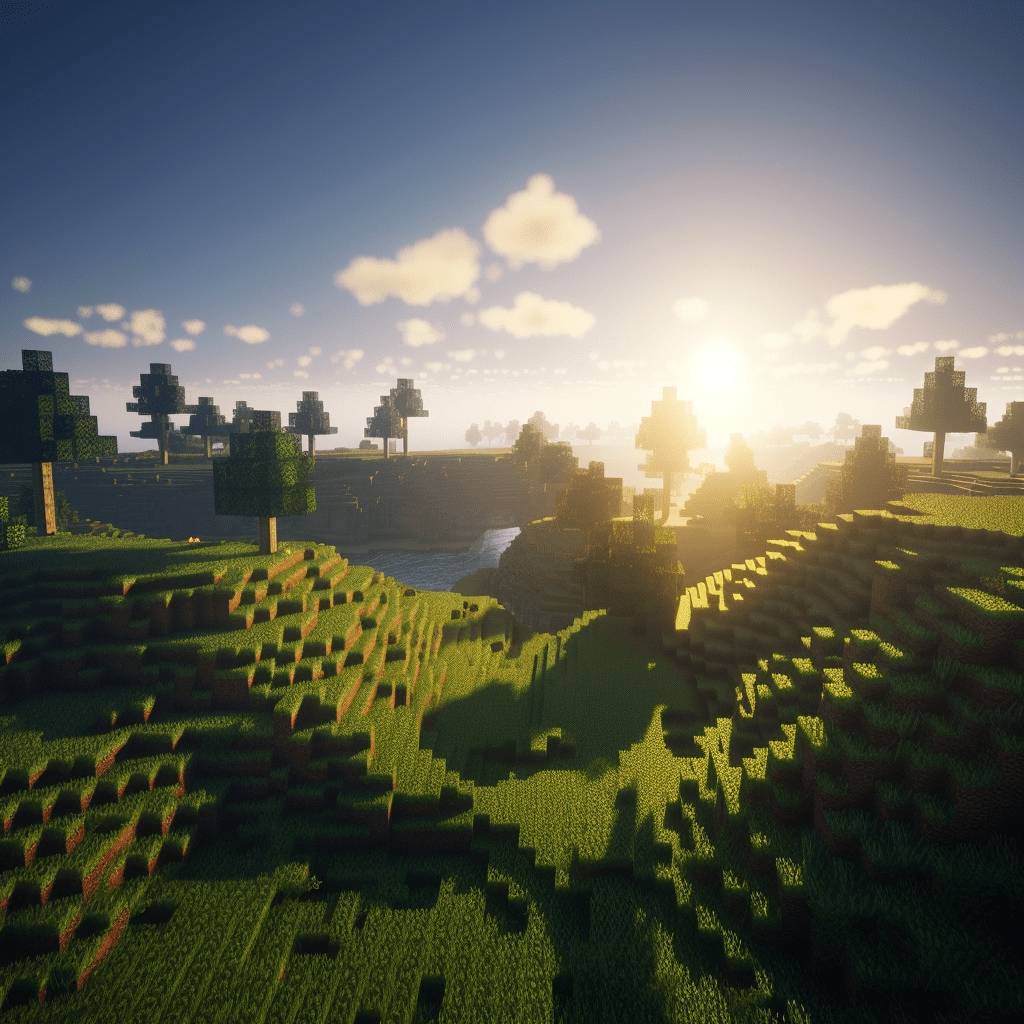 AI generated image of a minecraft landscape