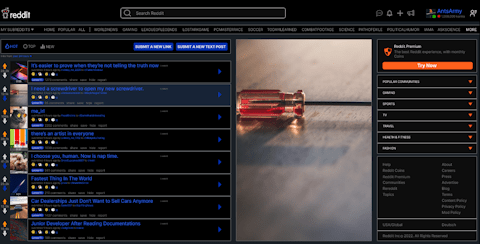 A snapshot of the dark version of the design