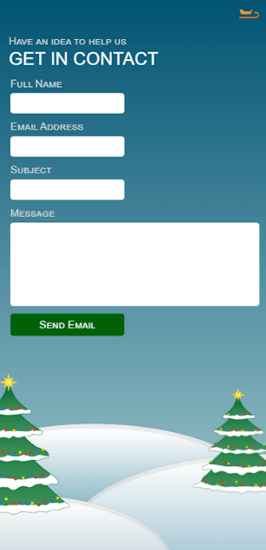 design snapshot of the contact page