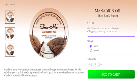 A snapshot of the product section