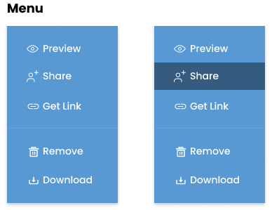 design snapshot of the menu styles